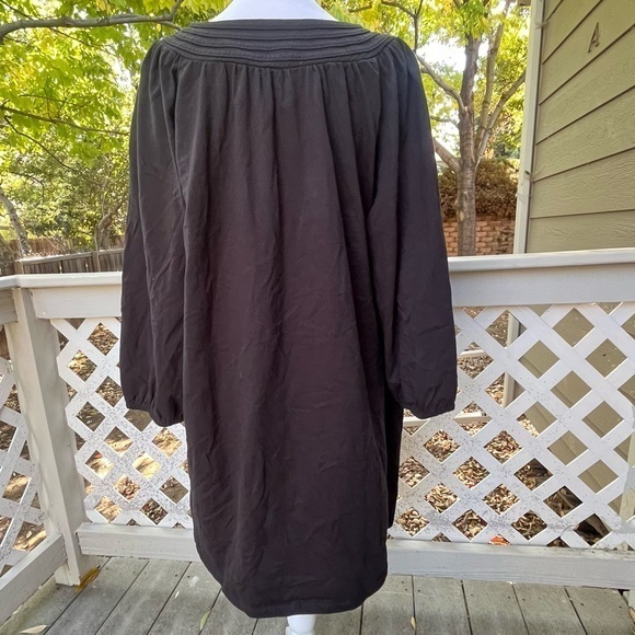 Woman Within Women Blouse Black Round‎ Tie Neck 3/4 Sleeve Witchy Goth Top Read - Picture 4 of 11